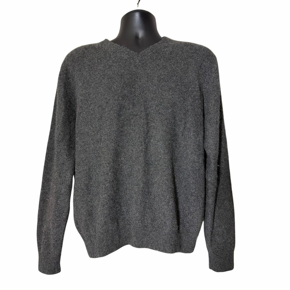W.H. Belk Cashmere Pullover Sweater Mens Large 2 Ply V Neck Gray